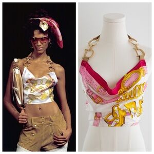 Christian Dior By John Galliano S/S 2000 Pink Silk Saddle Top